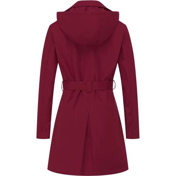 Women's Double Breasted Trench Coats Mid-Length Belted Overcoat - Picture 2 of 16